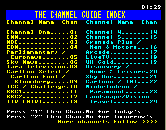 Channel Guide from Unknown Cable TV Operator